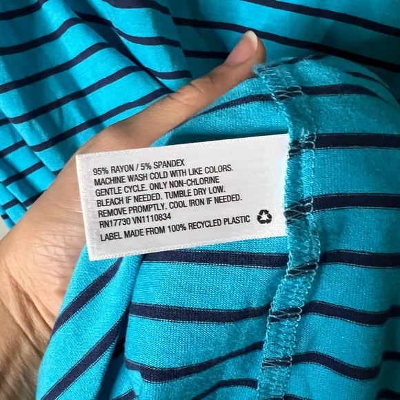 Merona Blue and Black Striped Midi Dress - Picture 5 of 5